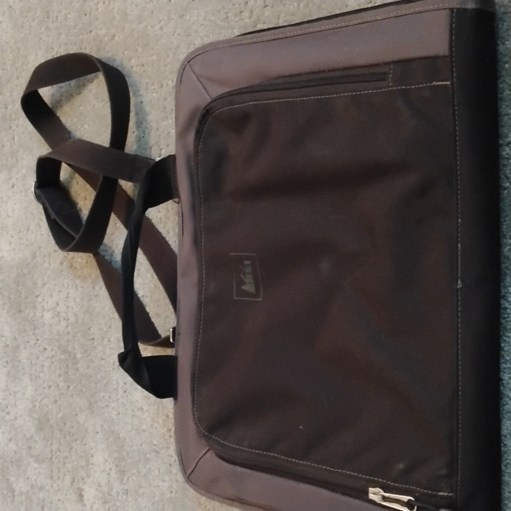 Rei Nylon 12 By 15 Black And Grey Electronic Bag with Handles And Shoulder Strap